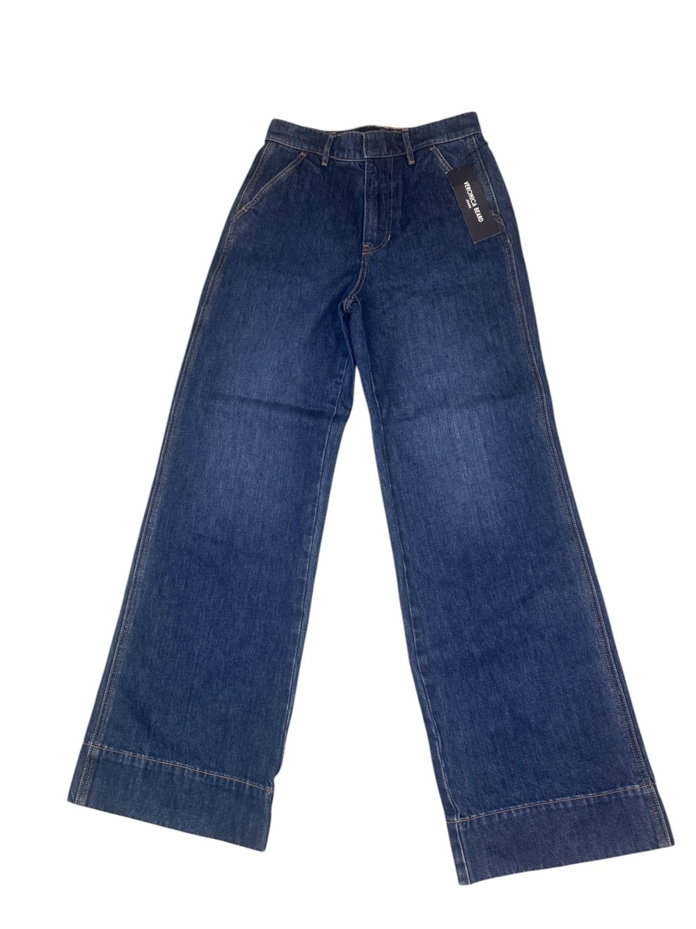 NWT Veronica Beard Taylor High Rise Wide Leg Dusted Oxford Jeans Sz 26 Read